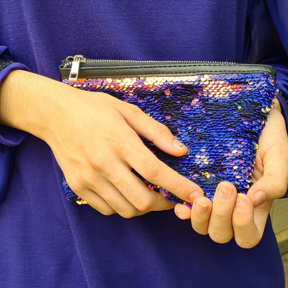 BNWT Atmosphere 60s Vibe Purple Long Sheer Sleeved Mini Dress Size 10 - Picture 7 of 12